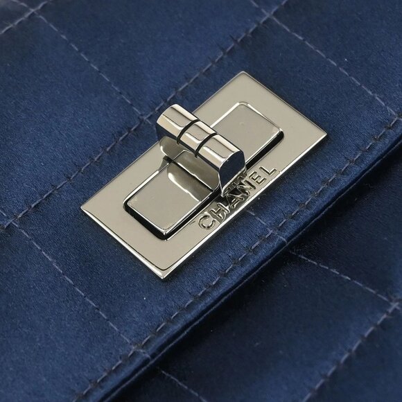 Chanel Navy Satin Mademoiselle Lock Choco Bar Handbag 116039 - Picture 3 of 10